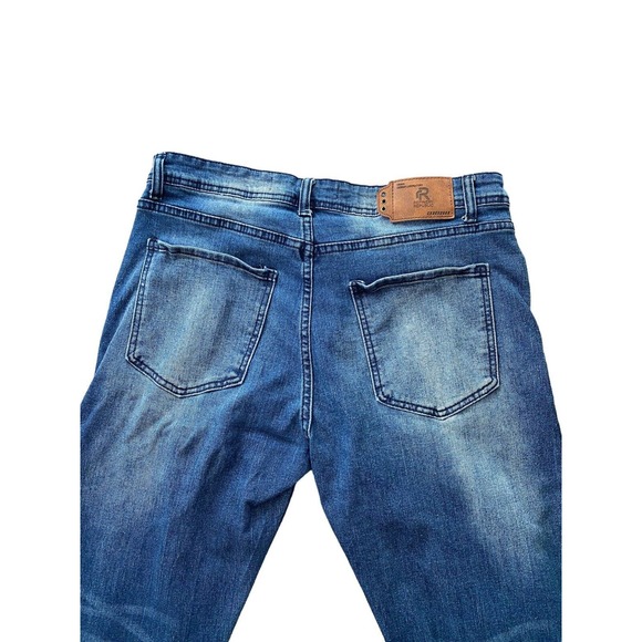Refinery Republic Sz 34x30 Jeans Mens Denim Distressed Straight Whiskering Dark - Picture 5 of 10